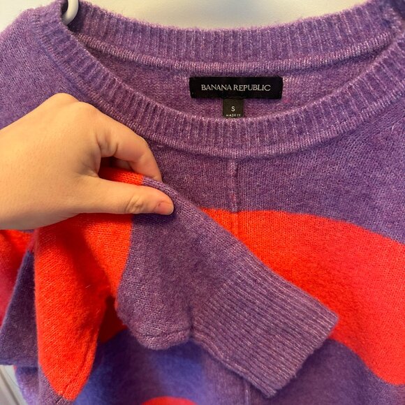 Banana Republic Pink and Purple striped Merino Wool crew neck sweater Small - Picture 4 of 5